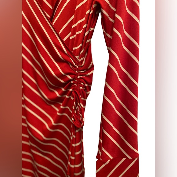 Red Striped Long Sleeve Midi Dress - Picture 3 of 4
